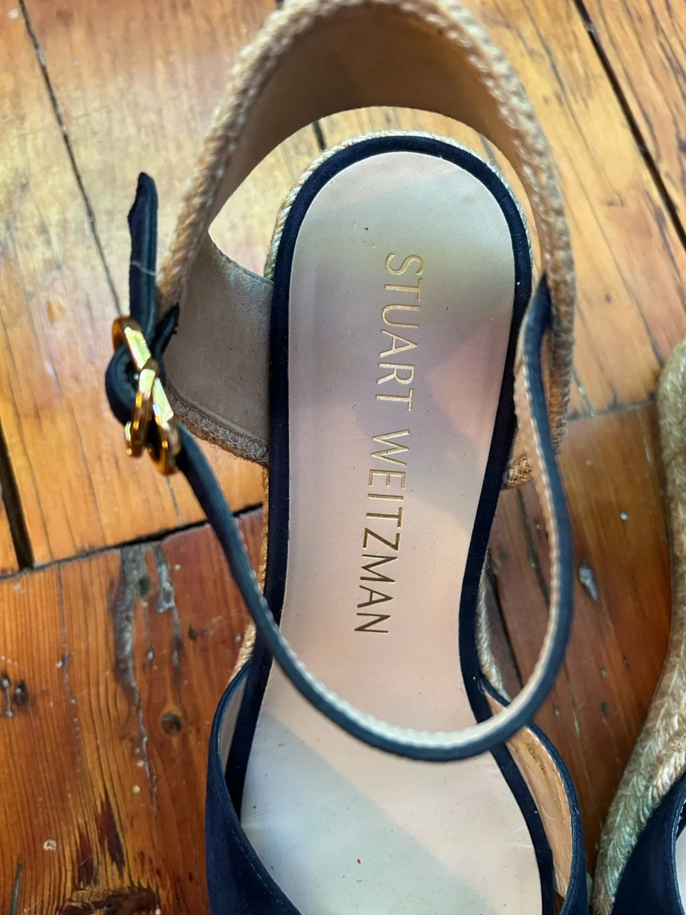 Stuart Weitzman Navy Mirela Espadrille Wedge sz 10